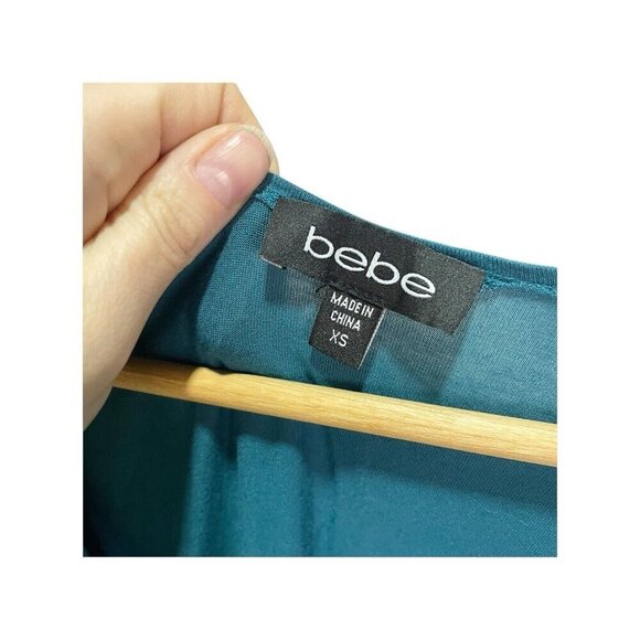 BEBE Women's Blouse Blue V-neck Dolman Sleeve Stretch  XS  Y2K - Picture 3 of 4